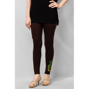 Women's Brown Viscose Embroidered Tights. MVC-16